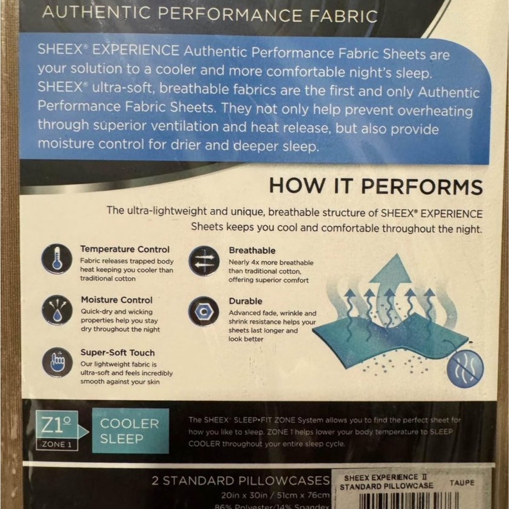 Sheex experience authentic performance fabric standard pillowcases in taupe - Picture 3 of 4